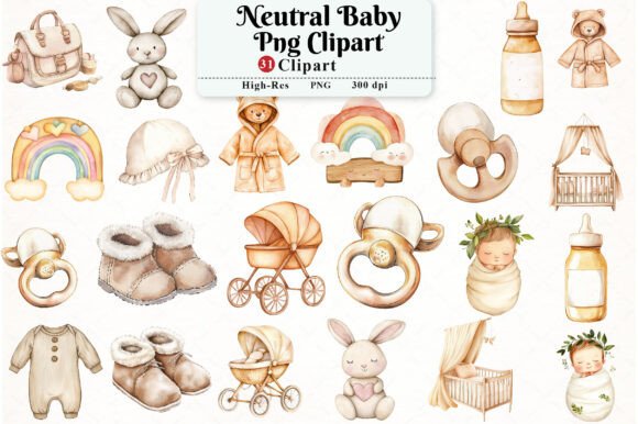 Download Neutral Baby Watercolor Clipart - Neutral Collection