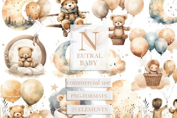 Download Neutral Baby Clipart, Baby Teddy Bear - Neutral Collection