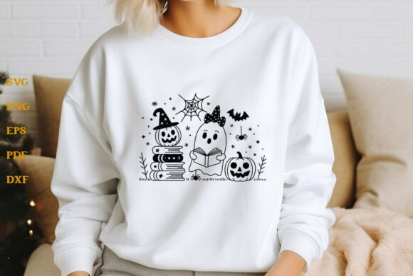 Download Halloween Ghost Reading Books SVG Vector - Svg Collection